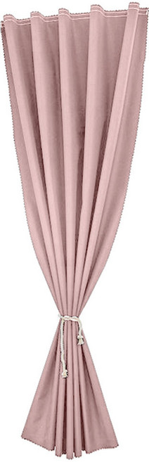 全遮光素面簡約魔鬼氈窗簾 附綁帶 + 魔鬼氈 款式隨機, 粉色