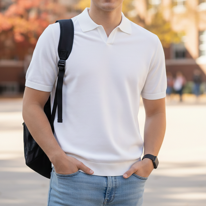 인피어스 남성용 비즈니스 반팔 니트 티셔츠 I263-91