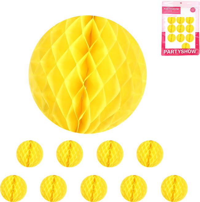 PARTYSHOW 派對蜂巢球 10個, 黃色