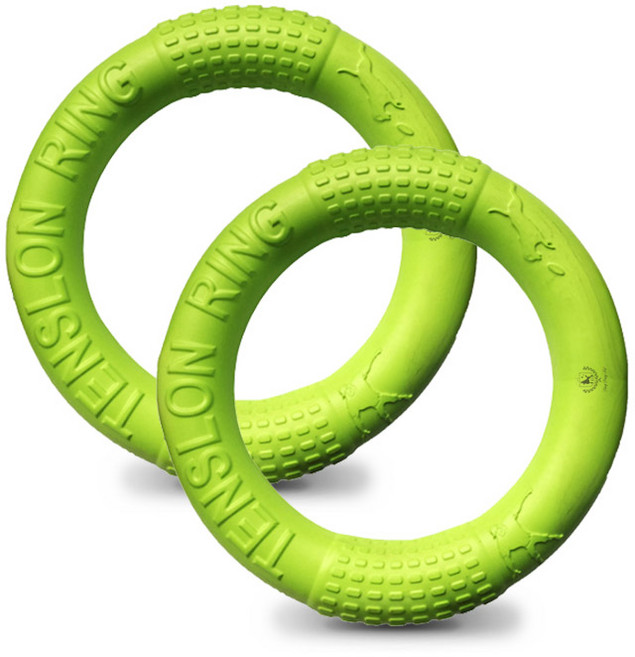 딩동펫 강아지 플러피 프리스비링 장난감, 그린, 2개