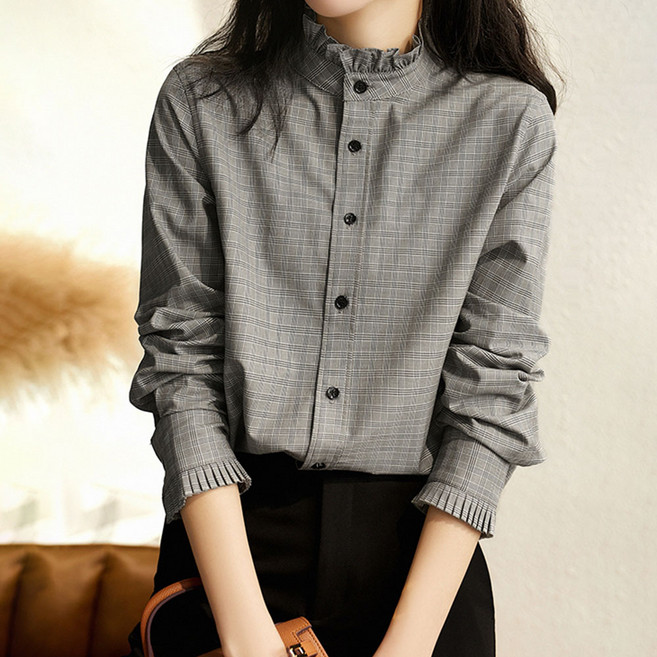 Paperments Lehen 格紋荷葉邊襯衫罩衫 11803