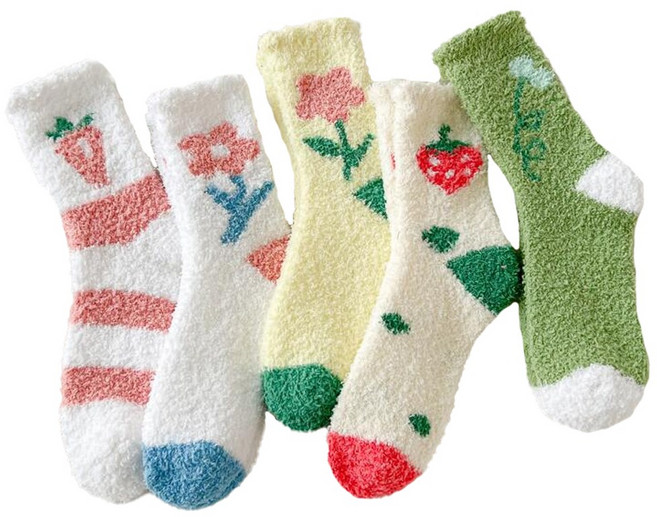 르미다 여성용 유니크 패턴 보온 수면 양말 5켤레 세트