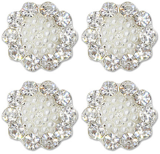 미니 큐빅 진주 보석 단추 진주제이드 15mm, 4개, 니켈