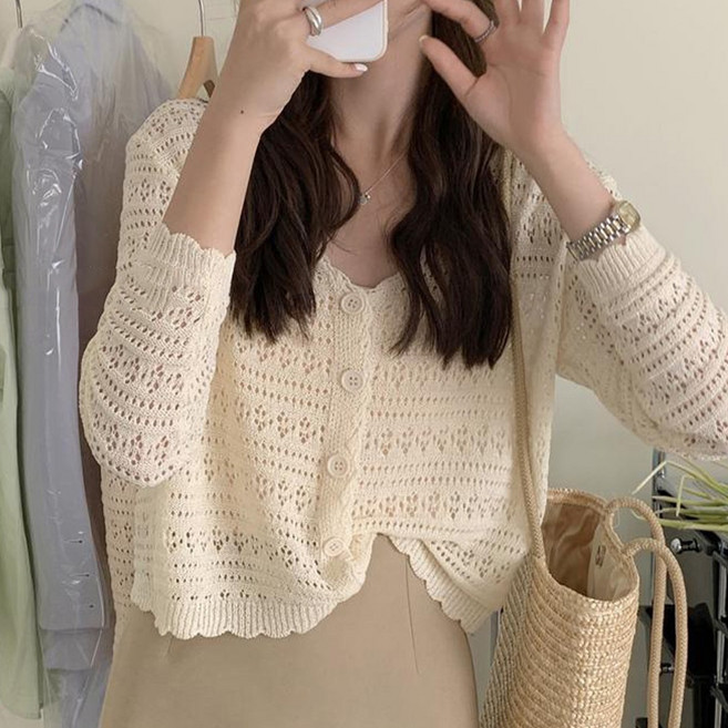 I'M MONG 女款 Miromi 輕量網眼夏季針織開襟衫