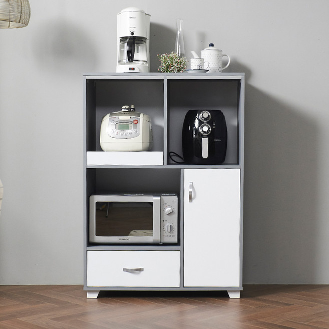 브루노 주방가전수납장 800 고객직접설치, 그레이화이트, 3단