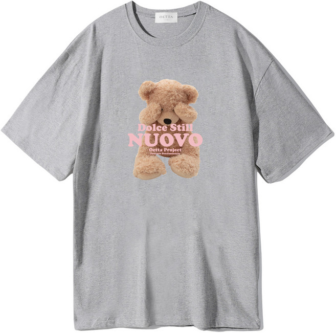 오에타 누오보베어 더블 코튼 오버사이즈 통기성 반팔 티셔츠