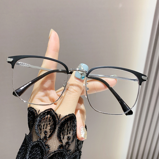 時尚有型 50-60歲成人用 無度數抗紫外線金屬眼鏡框 眼鏡