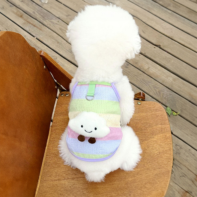 Puppy Dream 狗狗蓬鬆彩虹無袖T恤 10076, 紫色, 1個