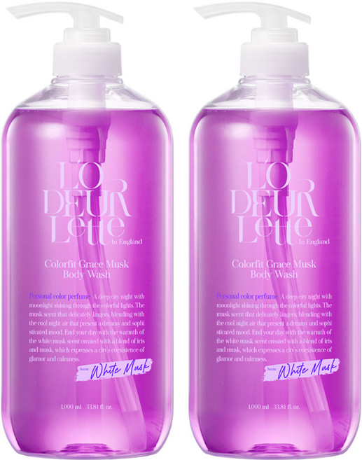 로더렛 인 잉글랜드 컬러핏 바디 워시 그레이스 화이트 머스크, 2개, 1L