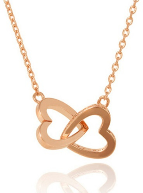 오에스티 여성용 더블 미니 하트 링크 패션 체인 목걸이