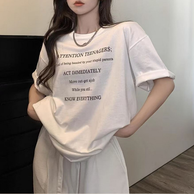 안다로미 여성용 틴에이져 박스 오버핏 반팔티