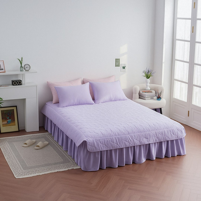 허그미 국내 제조 프릴 스커트 3면 날개형 매트리스 커버