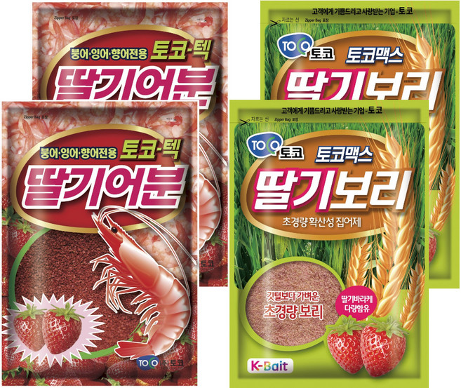 토코 떡밥 딸기323 딸기어분 2개 + 딸기보리 2개 세트, 1세트