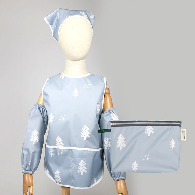 베베슈에뜨 방수 민소매 앞치마 + 두건 + 토시 + 파우치 세트