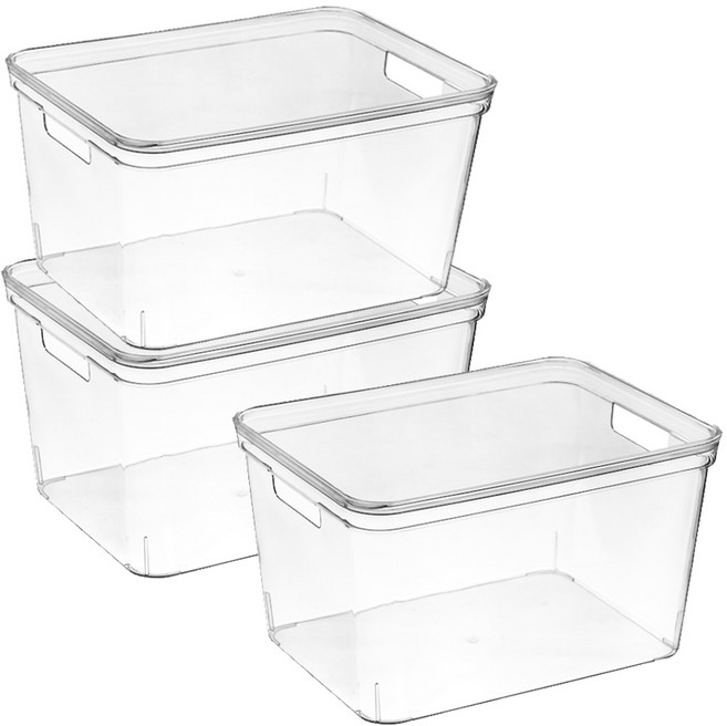 라이크하우스 다용도 플라스틱 수납 정리함 리빙박스, 투명, 3개