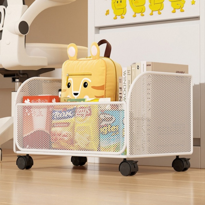 메쉬 철제 이동식 다용도 수납 트롤리 폭 33cm HR1273, 화이트, 1단