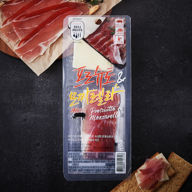 존쿡델리미트 샤퀴테리 스낵팩 프로슈토 & 모짜렐라, 42g, 1개입, 1개