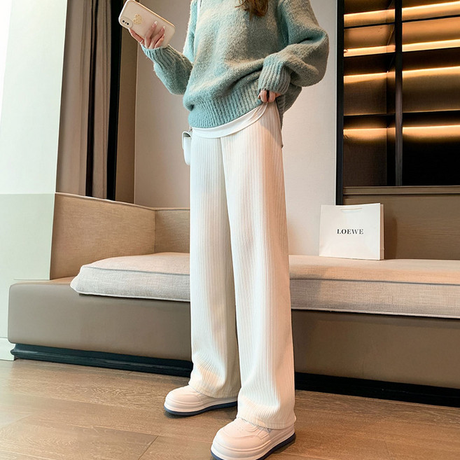 Paperments 女性羅紋直筒日常鬆緊帶長褲 11444