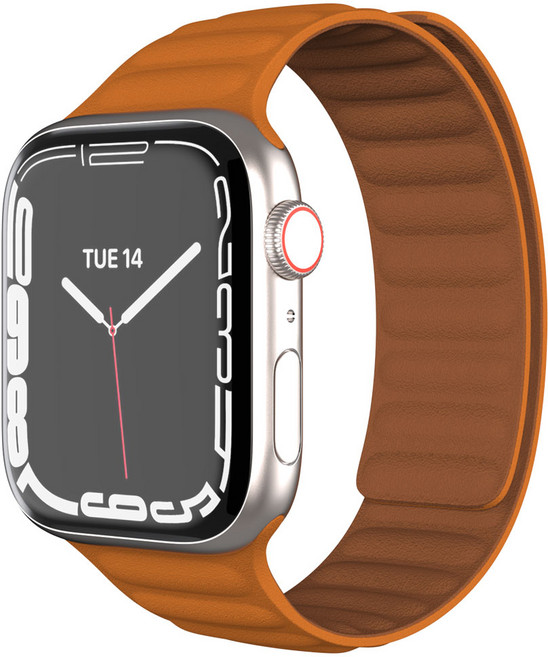MOLAN CANO Apple Watch 相容皮革磁吸錶帶, 棕色