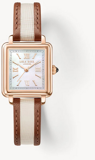 LOLA ROSE 女士 New Cube Holiday 珍珠母貝雙色錶帶皮革手錶 LR2335