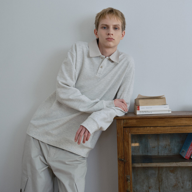 마인드브릿지 남성용 트윌카라 오버핏 맨투맨 M1TS2102