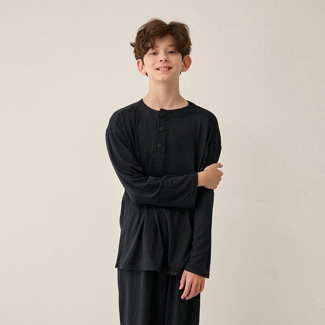 메종마밤 아동용 피치기모 헨리넥 상하의 세트