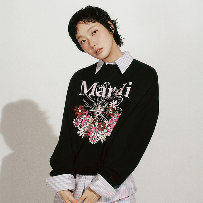 마르디메크르디 여성용 플라워 자르댕 면 스웨트 셔츠