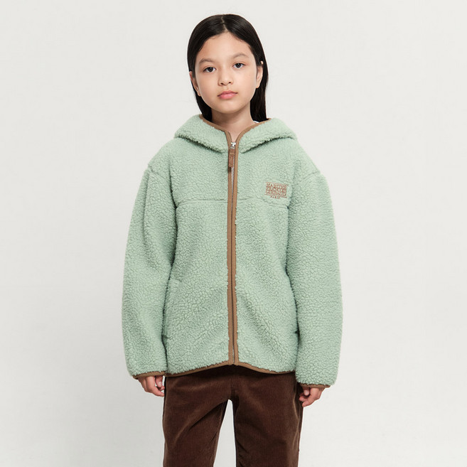 MaritheFrancoisGirbaud 兒童款 CLASSIC LOGO 刷毛連帽拉鍊外套