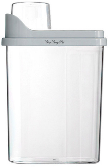 딩동펫 반려동물 투명 밀폐 사료통, 그레이, 2.5L, 1개