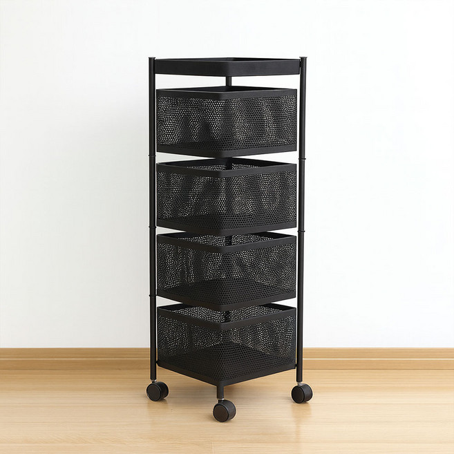 가구느낌 멜 트롤리 선반 280, 블랙, 5단