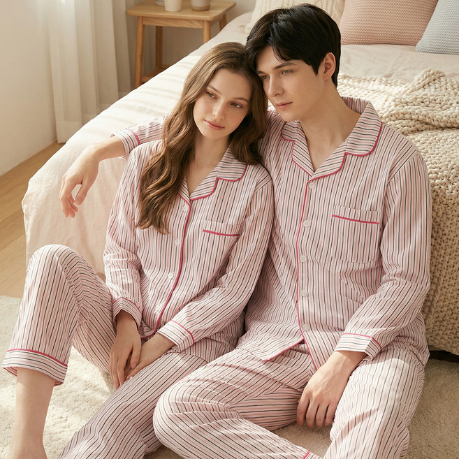 제이나나 커플용 네시아 스트라이프 파자마 상하의 엽서 랜덤발송 쇼핑백