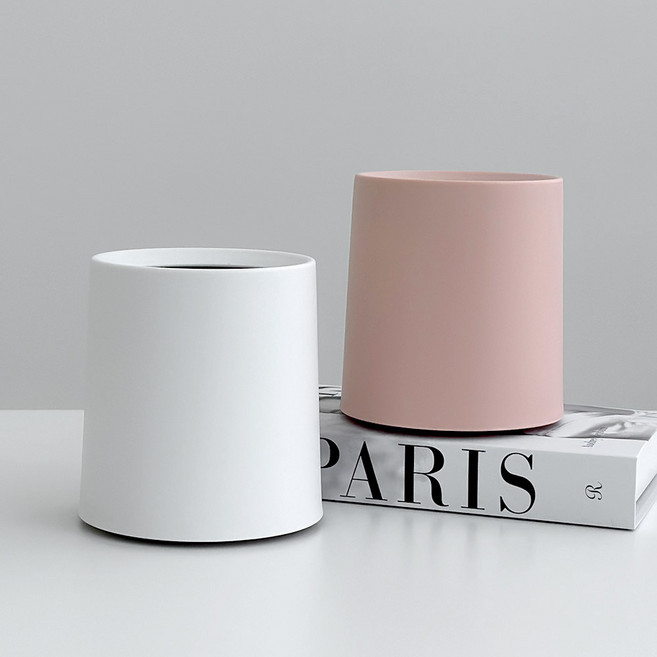 모나코올리브 인테리어 오브제 미니휴지통 2종 세트, 화이트, 핑크