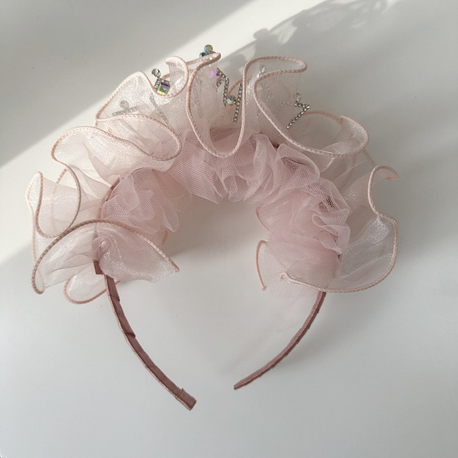 비솔 여아용 왕관 레이스 머리띠