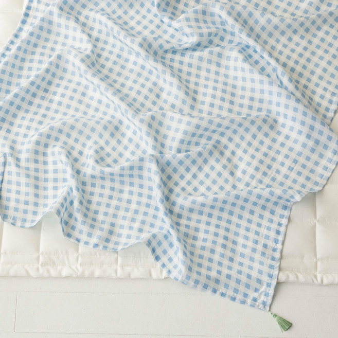 유트러스 풍기인견 체크 냉감 원단 홑이불, 오션 체크