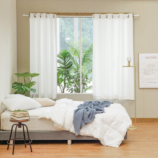 더자리 아일렛형 암막커튼 2p + 커튼봉 + 커튼끈 2p + 후사고리 2p 세트