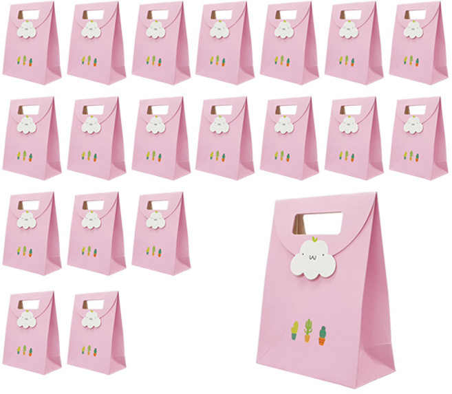 ABM 손잡이 종이 쇼핑백 핑크구름 소 20p, 혼합색상