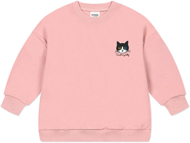 뉴욕꼬맹이 아동용 고양이 오버핏 맨투맨 티셔츠 W125