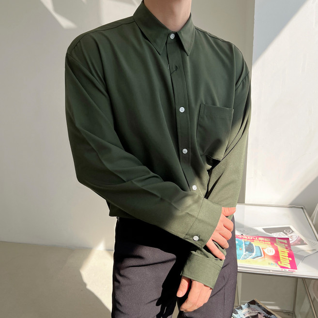 남성용 오버핏 고밀도 링클프리 셔츠