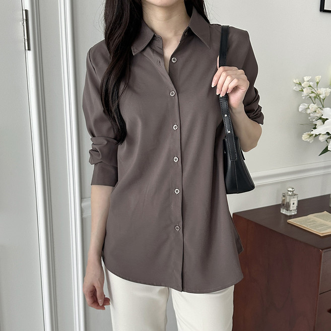 라라온 카라넥 베이직 링클프리 긴팔 블라우스 셔츠 TSP2866