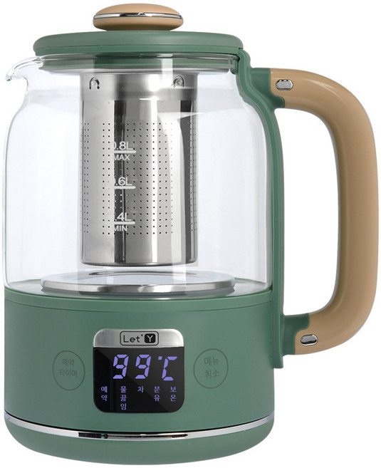 레티 보온 온도조절 멀티 유리 무선 전기 티포트, YSH-C08T1
