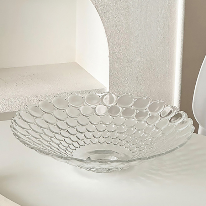 아메리칸로드 꼬깔쉐입 패턴 과일 디저트 다용도 유리접시 HR2644, 드롭, 1개