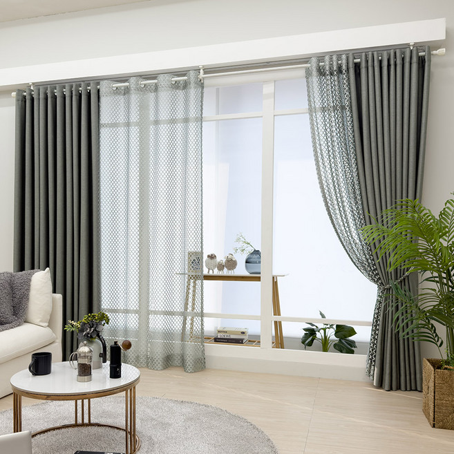 지나송 헤로엘 암막커튼 + 코디커튼 + 커튼봉 세트