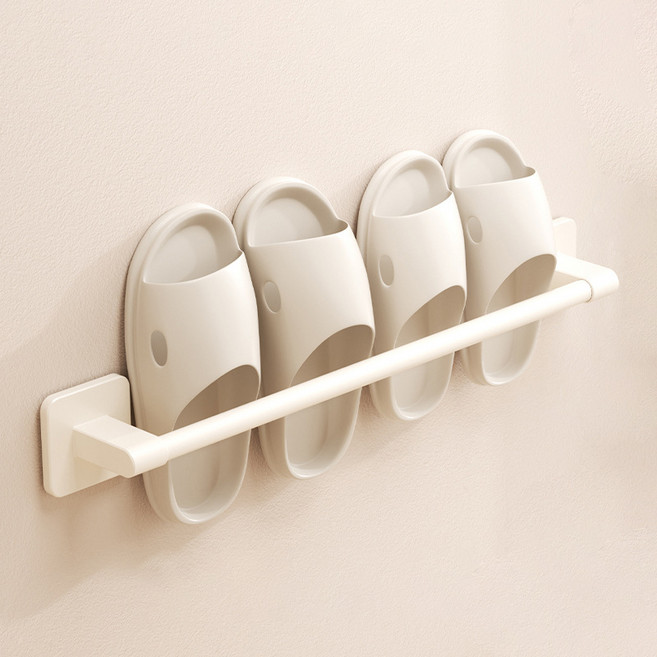 더자카 무타공 다용도 욕실화 타올걸이, 크림, 1개