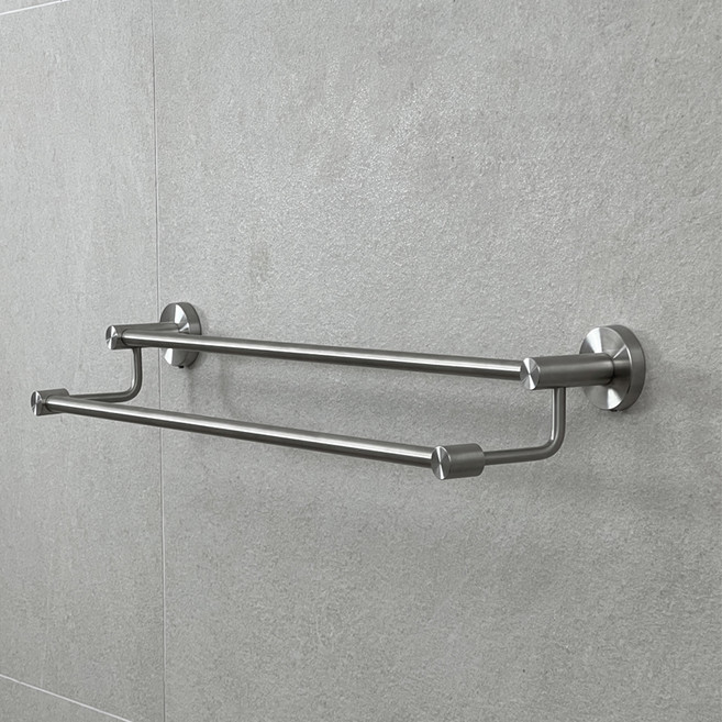 에브리윅 무타공 무광 304 스텐 2단 수건 걸이, 실버, 1개