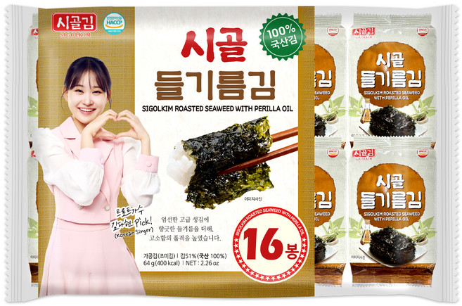 시골 들기름김 도시락김, 4g, 16개
