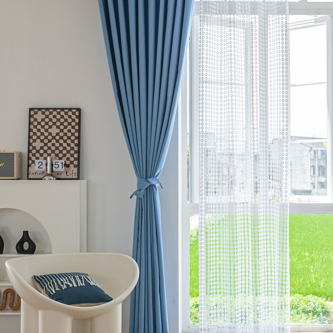 뷰하우스 에이덴 거실커튼 + 망사 커튼 풀세트 방문설치