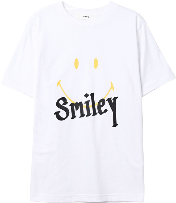 SIERO COSIERO Smiley 簡約印花透氣短袖T恤 SH6TSU187, 白色