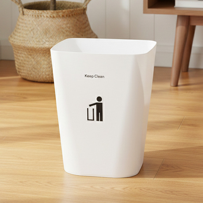 마메 유로피안 심플라인 사각 오픈 휴지통, 화이트