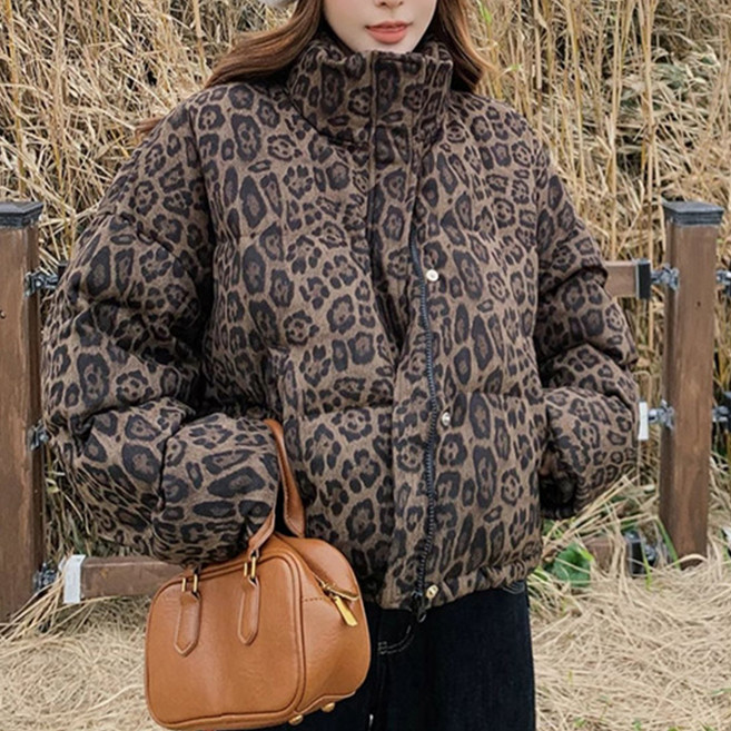 닷이프 여성용 스트릿 레오파드 패딩