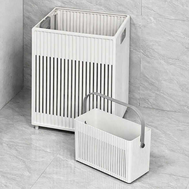 Paradiso Clean Line 透氣孔折疊多功能洗衣籃 + 洗衣箱套組, 白色